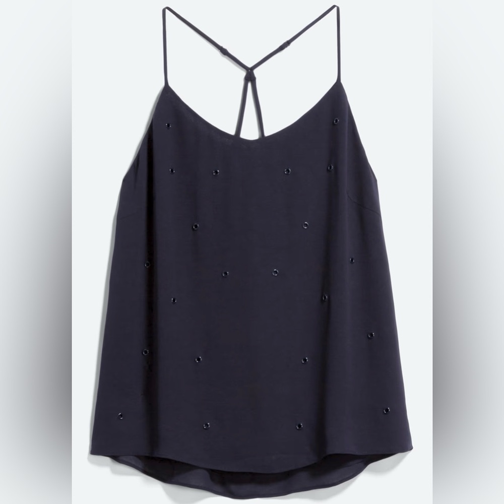 NWT Greylin from stitch fix Tristen Grommet Detail Blouse Size M Navy